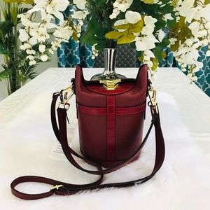 Red  Bucket Bag, Genuine Leather, Made in ITALY